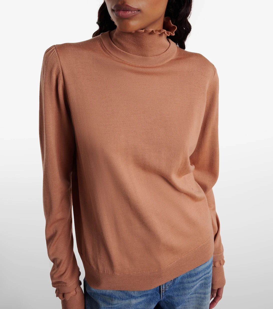 Chloé - Ruffled wool turtleneck sweater