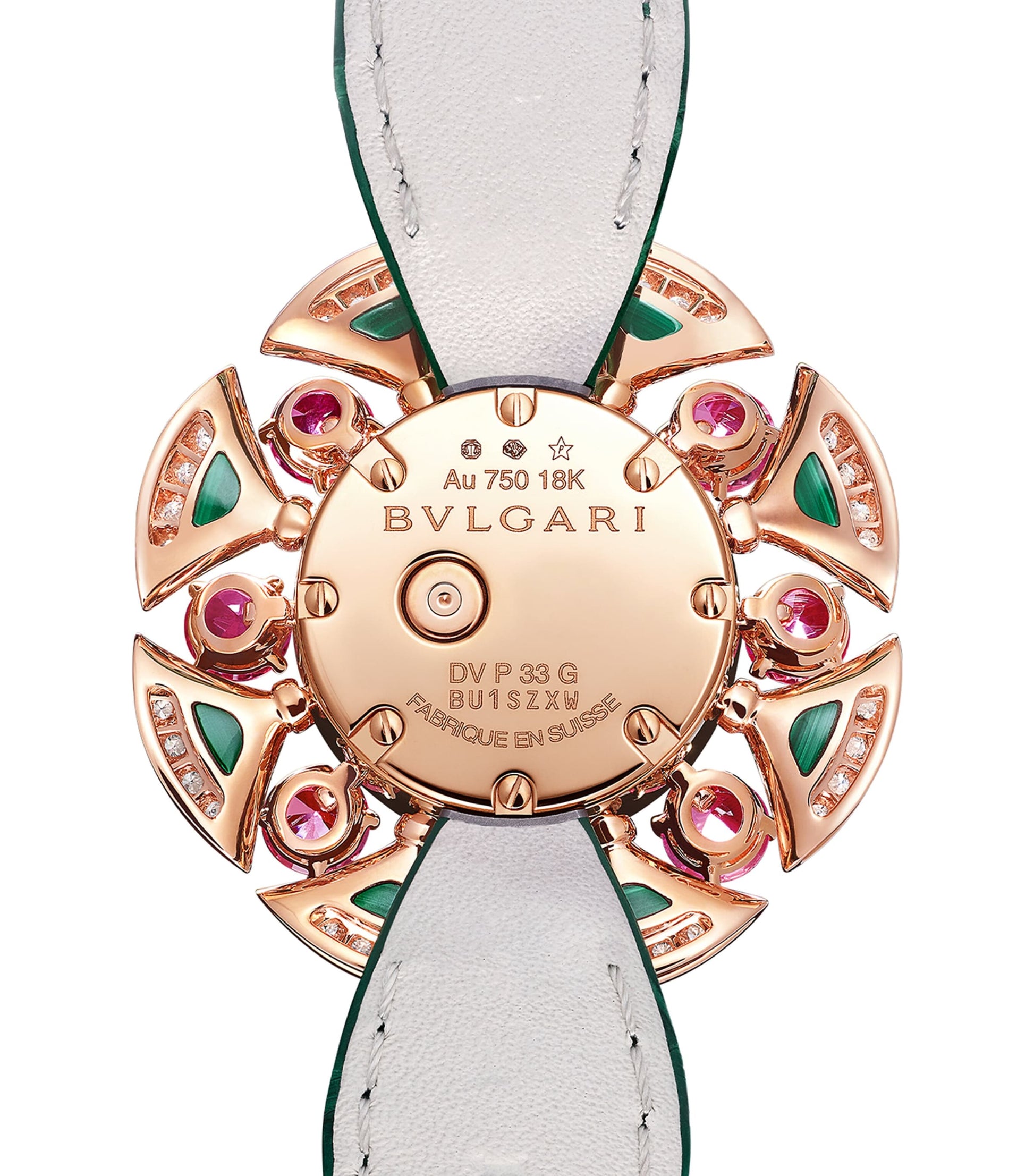 Rose Gold, Diamond, Tourmaline and Malachite Divas' Dream Cocktail Watch 33mm