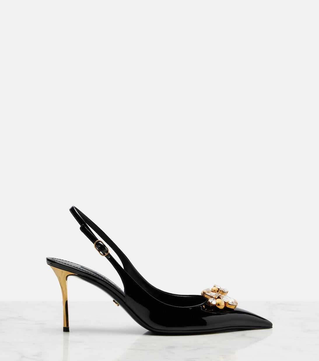 Dolce&Gabbana - Embellished patent leather slingback pumps