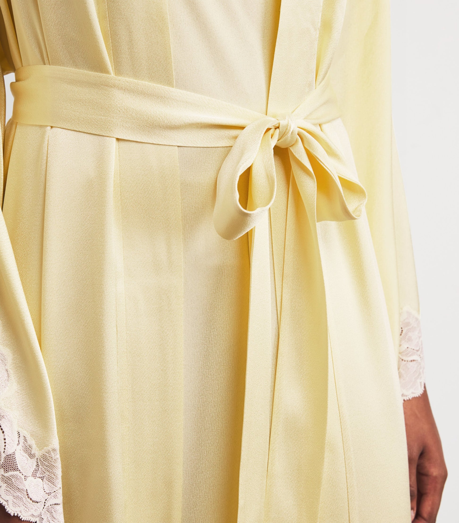 Bocan Yellow Satin Lace-Trim Heidi Robe (XS/S)