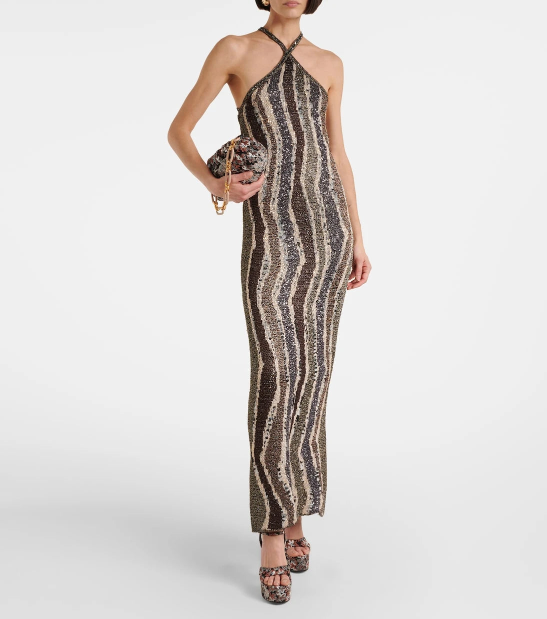 Missoni - فستان لاميه بترتر وبظهر مكشوف