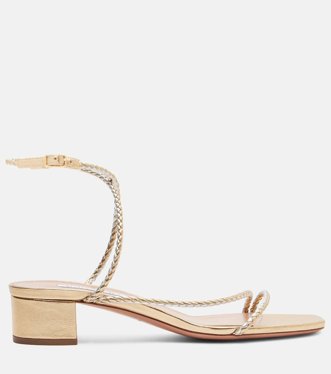Aquazzura - Luca braided metallic leather sandals