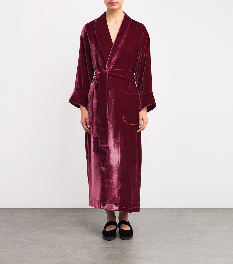 Velvet Silk-Lined Robe MAUVE