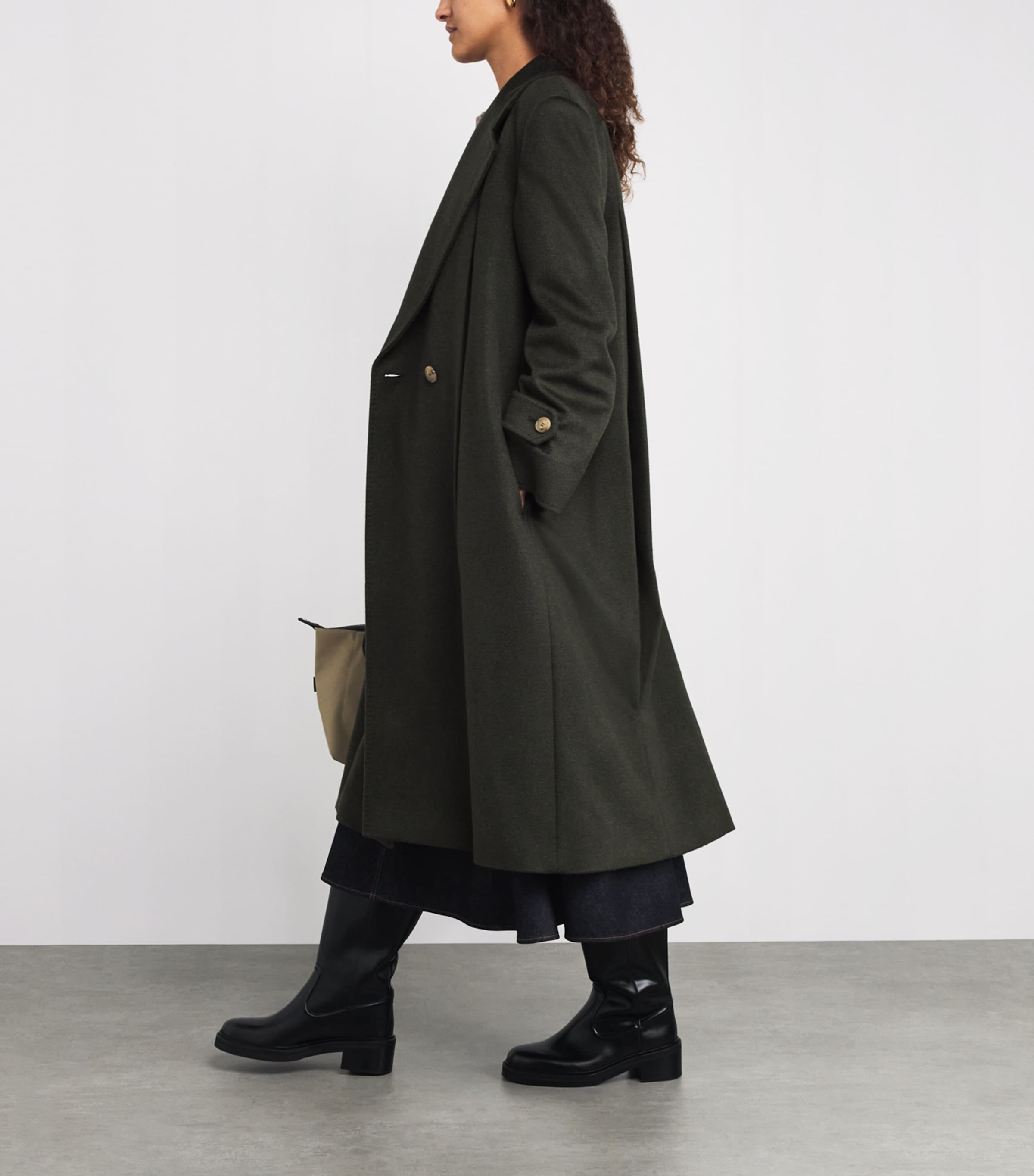 Green Wool Double-Breasted Coat