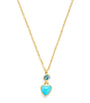Yellow Gold and Topaz Blue Heart Necklace