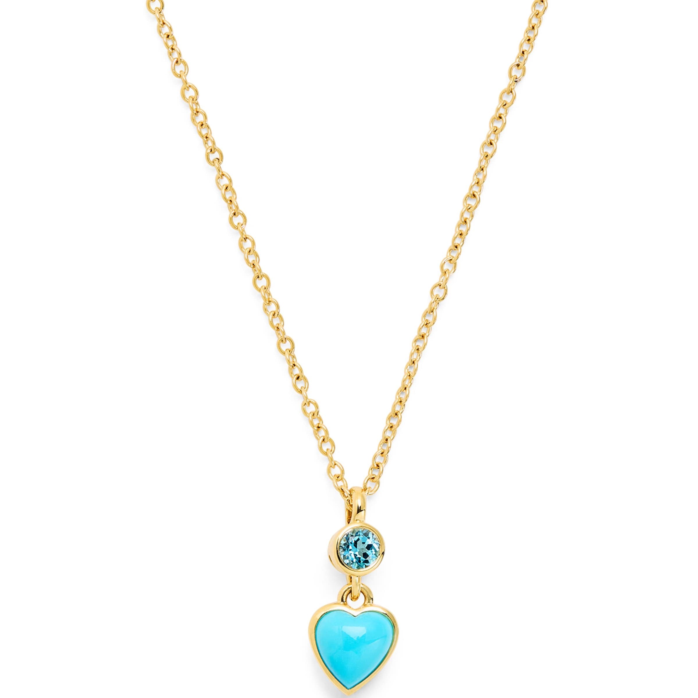 Yellow Gold and Topaz Blue Heart Necklace