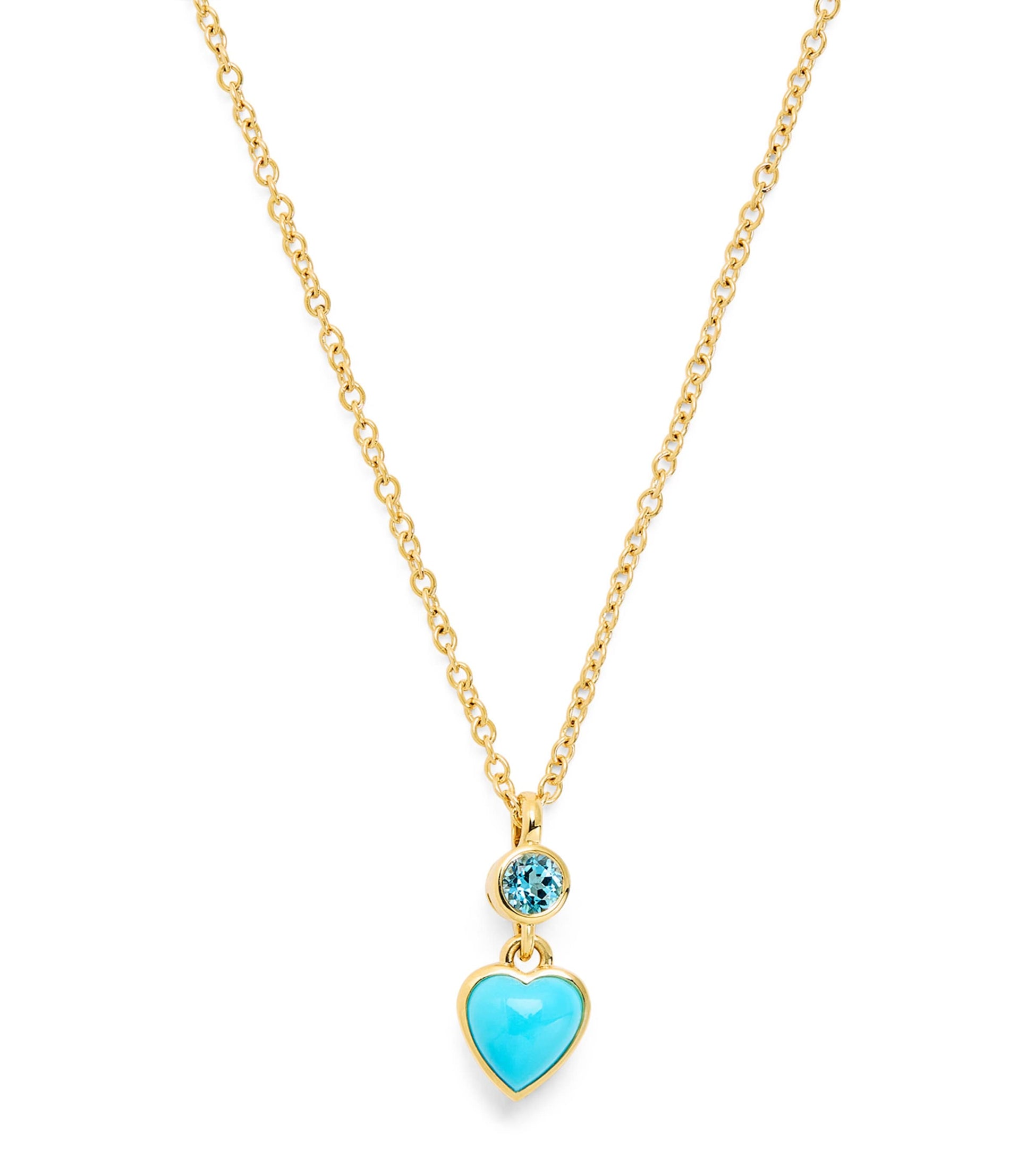 Yellow Gold and Topaz Blue Heart Necklace