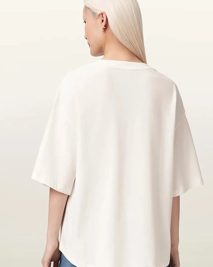 AllSaints уголемена тениска дамска от памук STACKS