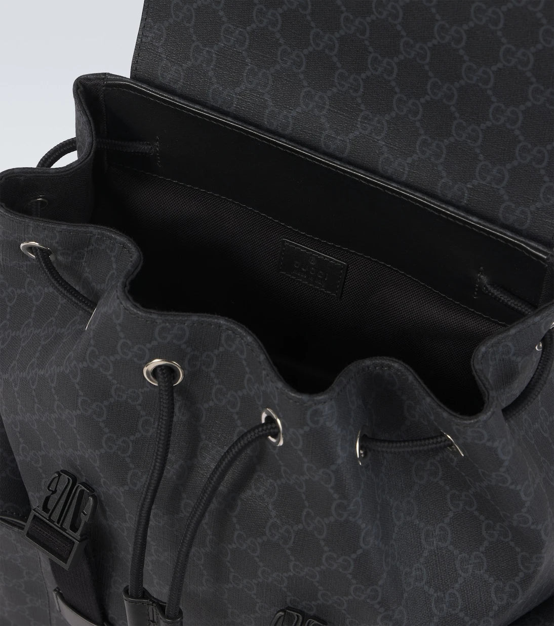 Gucci - GG Canvas leather-trimmed backpack