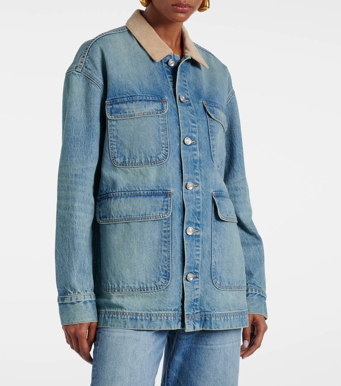 Slvrlake - Hayden corduroy-trimmed denim jacket