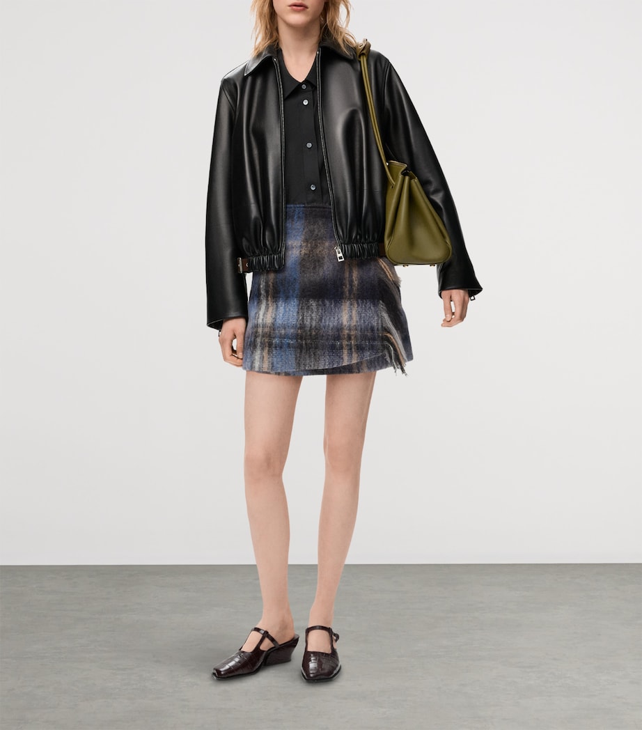 LOEWE Blue Mohair-Wool Buckled Mini Skirt