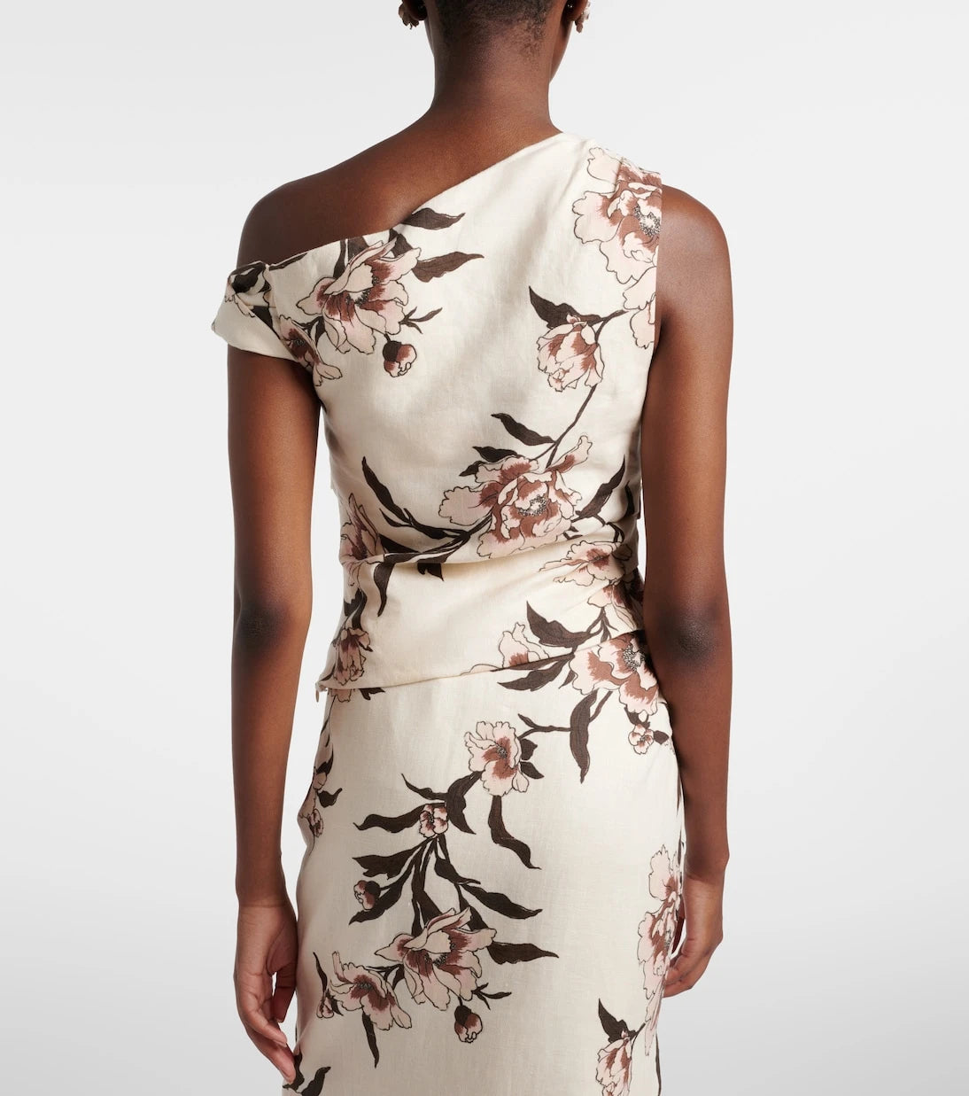 SIR - Floral asymmetric linen top
