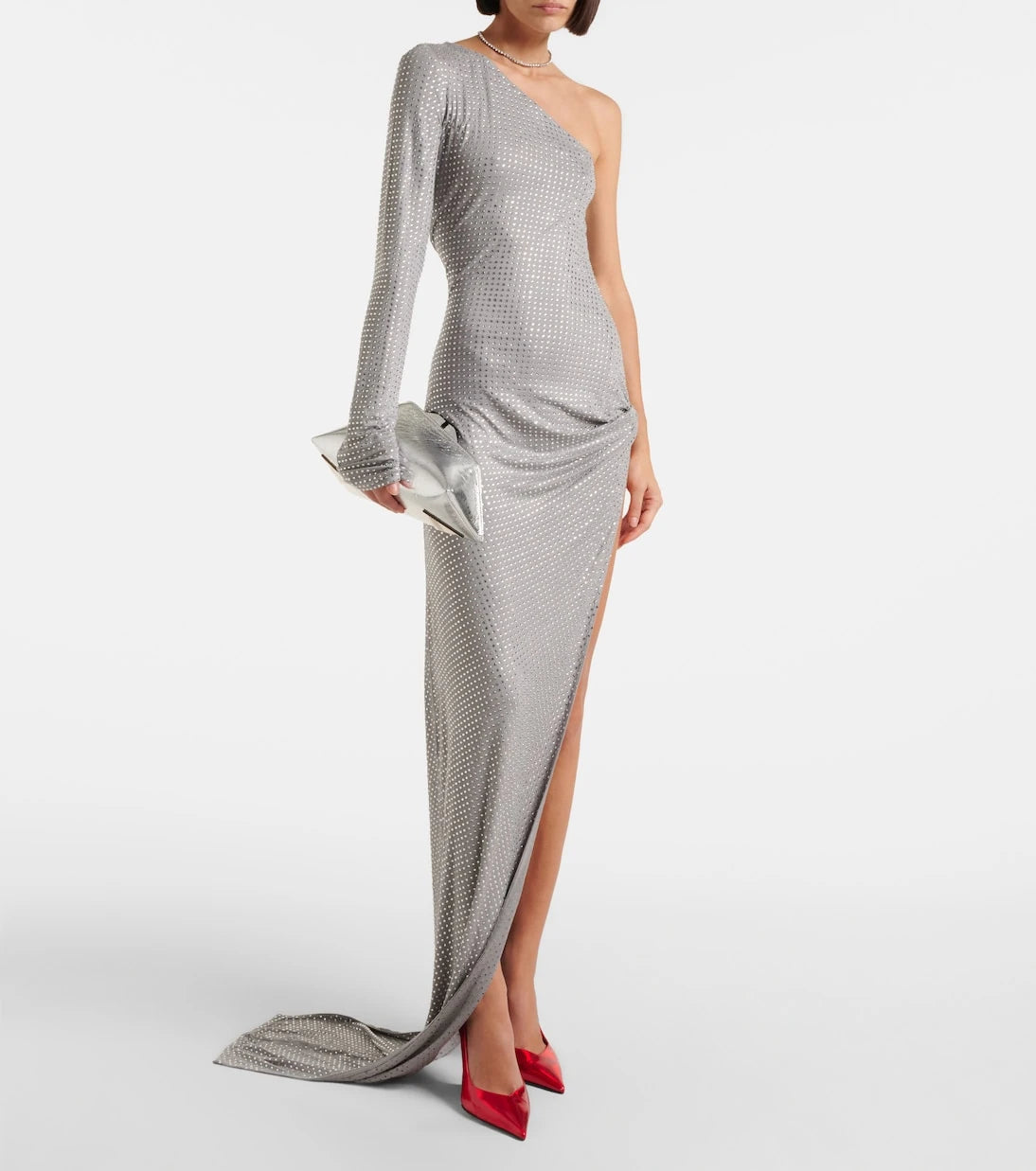 The Attico - Crystal-embellished one-shoulder gown