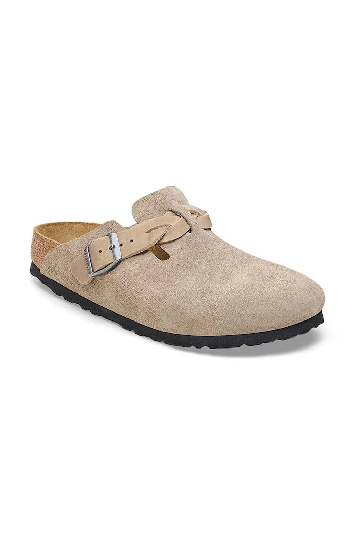 Велурени чехли Birkenstock Boston Braided