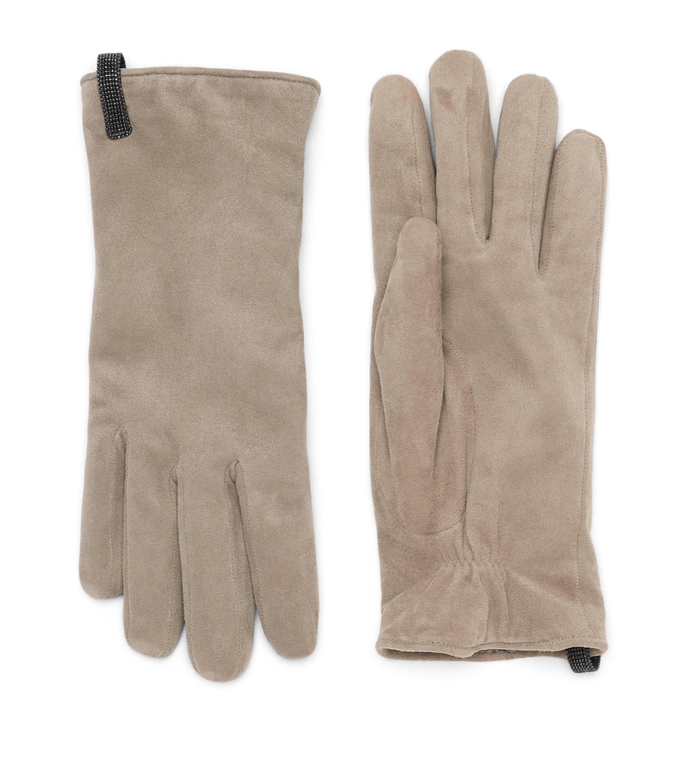 Brunello Cucinelli Blue Suede Monili Gloves