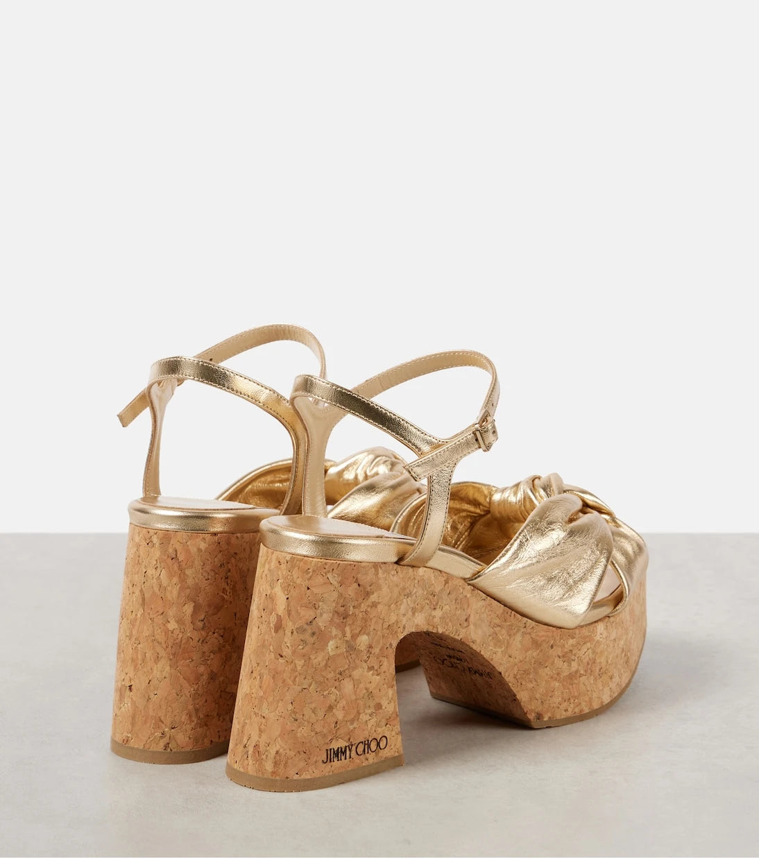 Jimmy Choo - Heloise 95 metallic leather wedge sandals