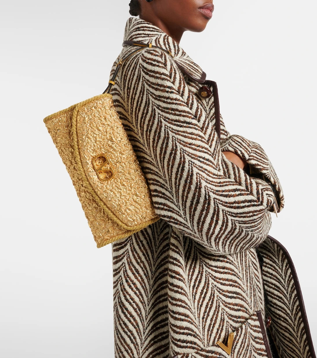 Valentino Garavani - DeVain Small cloqué jacquard shoulder bag