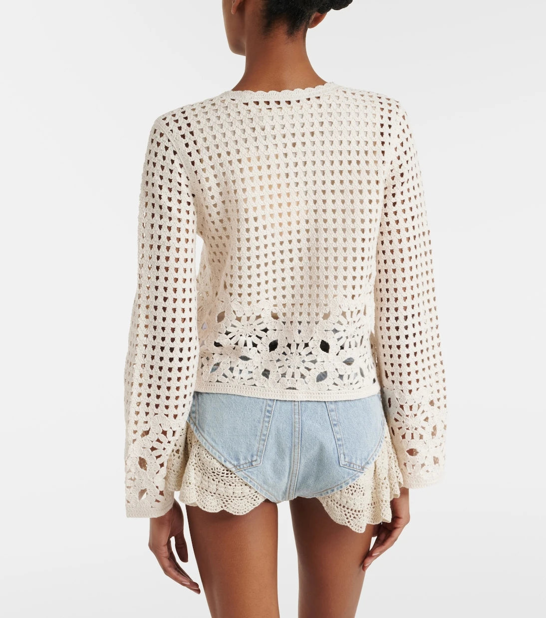 Frame - Crochet denim shorts