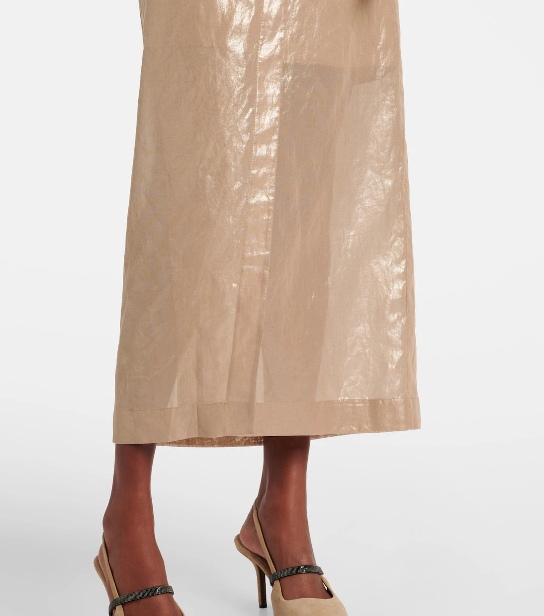 Brunello Cucinelli - Coated cotton wrap skirt