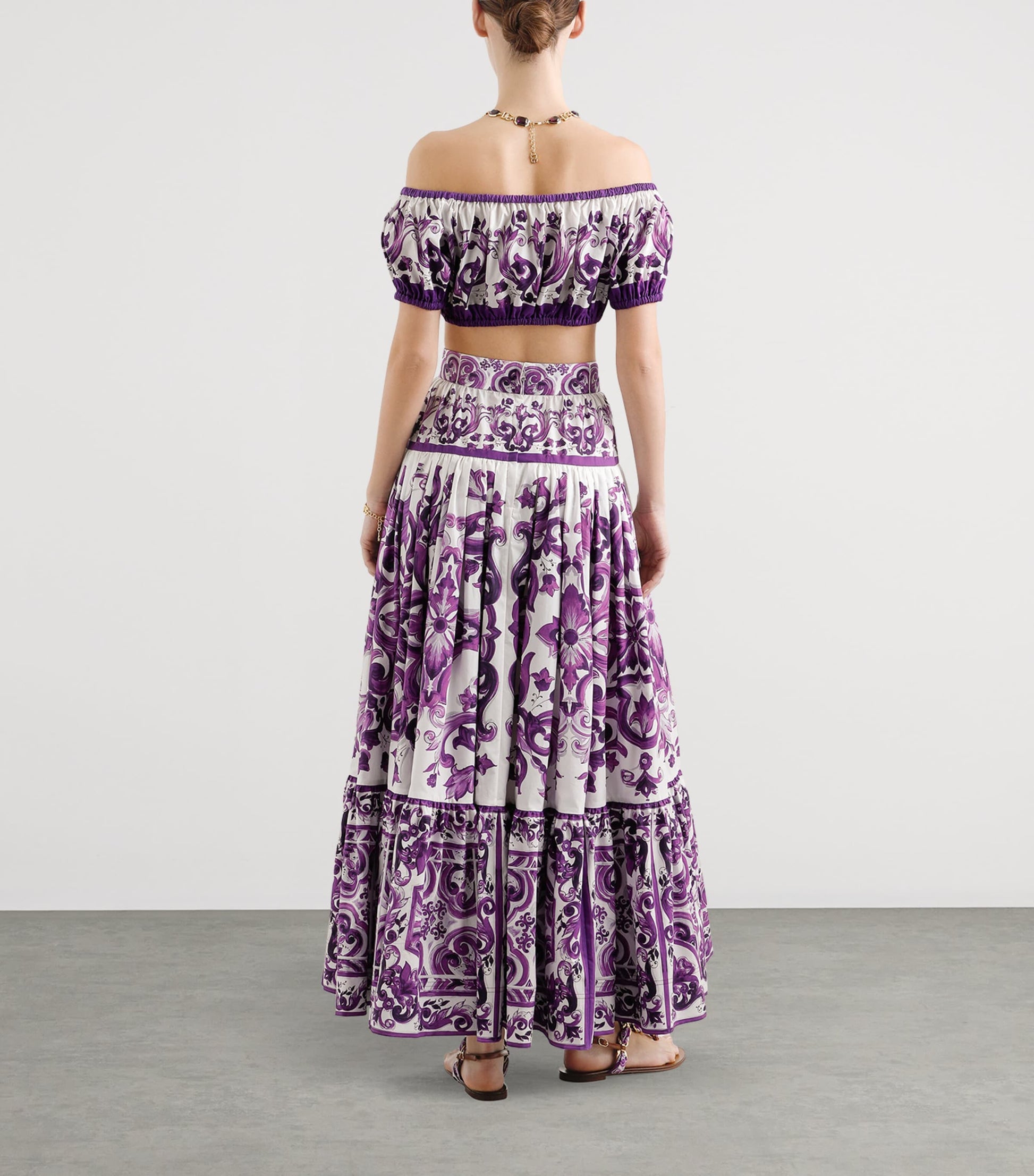 Dolce & Gabbana Multi Cotton Majolica Print Maxi Skirt