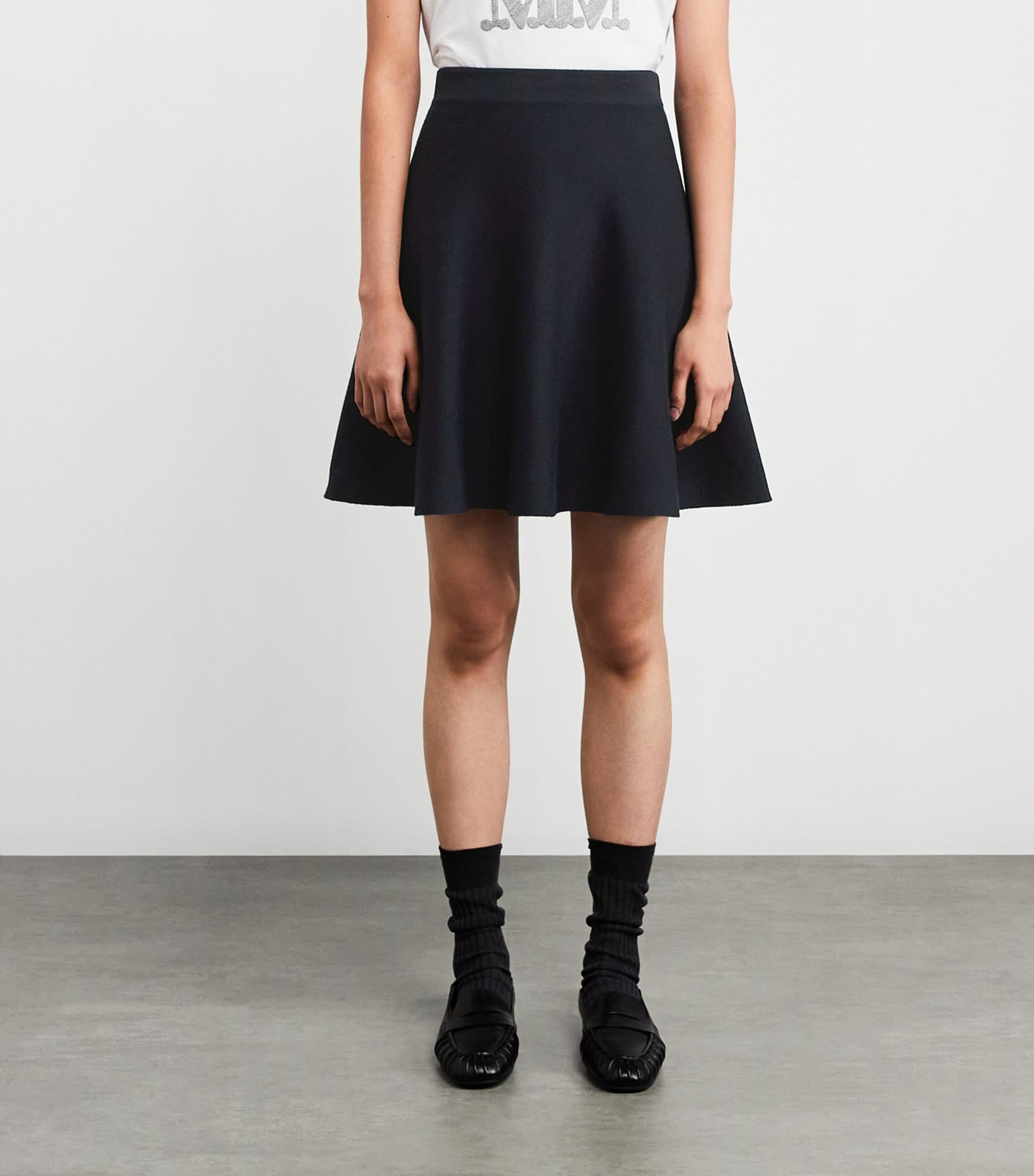 Max Mara Blue Virgin Wool Knit Skirt