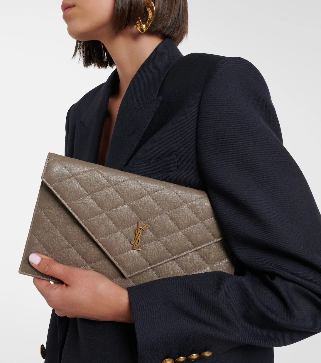 Saint Laurent - Paris leather clutch