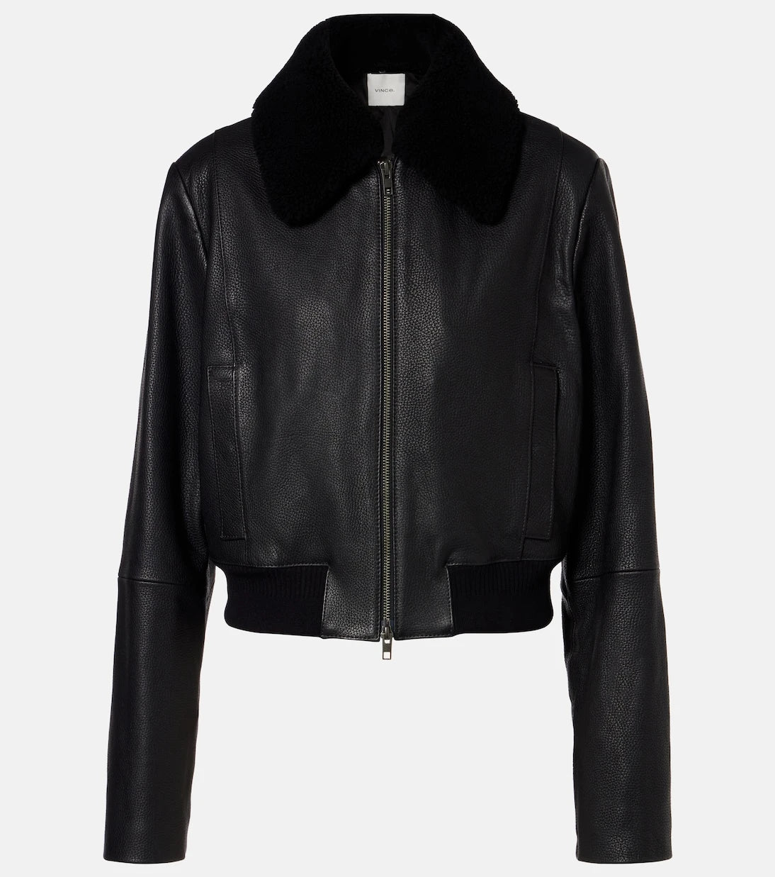 Vince - Shearling-trimmed leather jacket