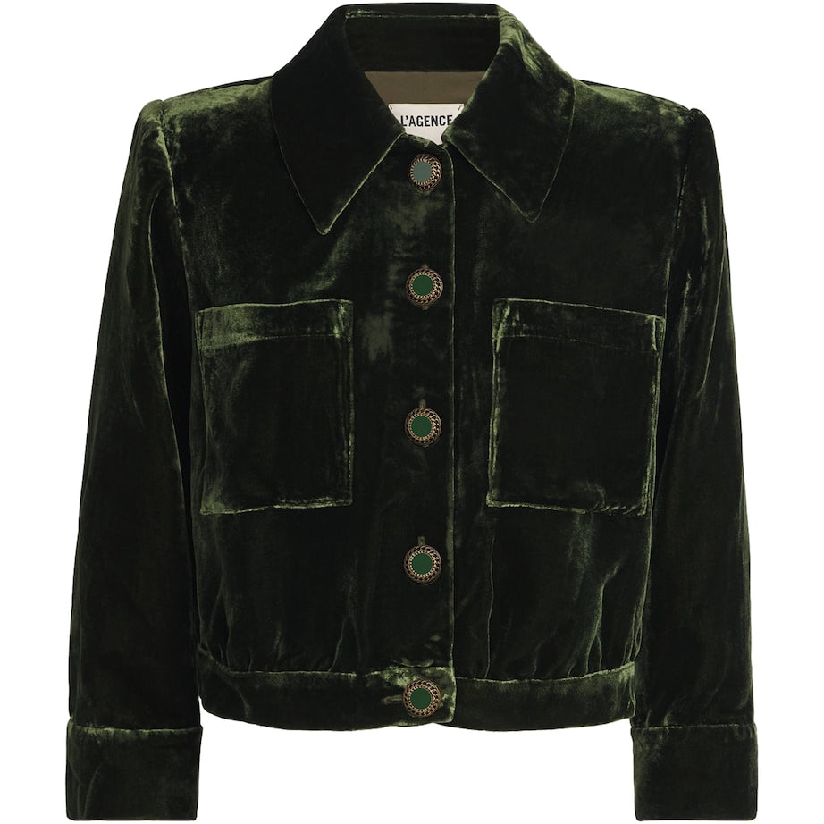 L'Agence Green Velvet Jia Jacket