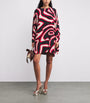 Red Silk Labirinto Print Mini Kaftan Dress