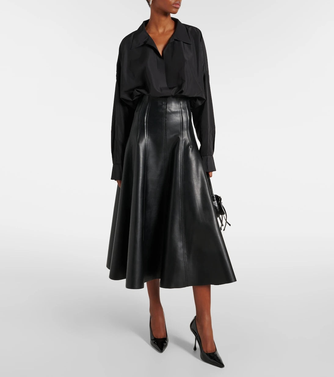 Norma Kamali - Grace faux leather midi skirt