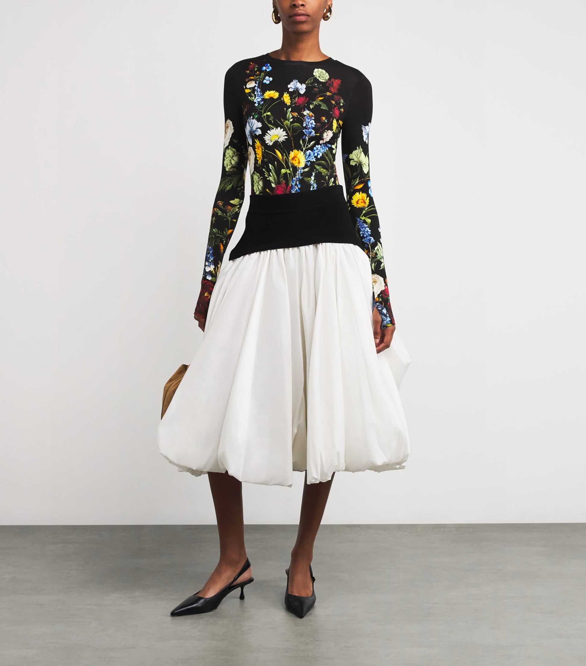 Alice+Olivia Black Floral Olea Bodysuit