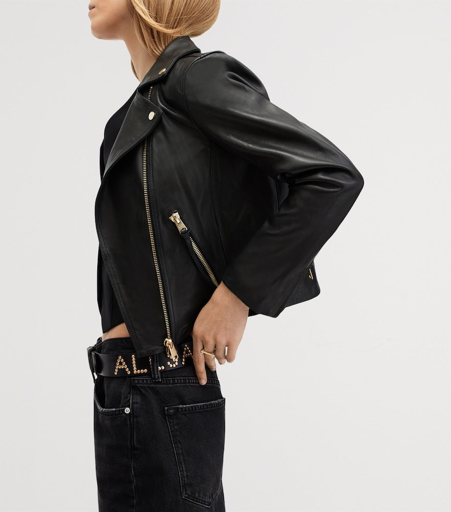 AllSaints Black Leather Dalby Biker Jacket