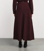 Max Mara Red Wool-Cashmere Knitted Midi Skirt