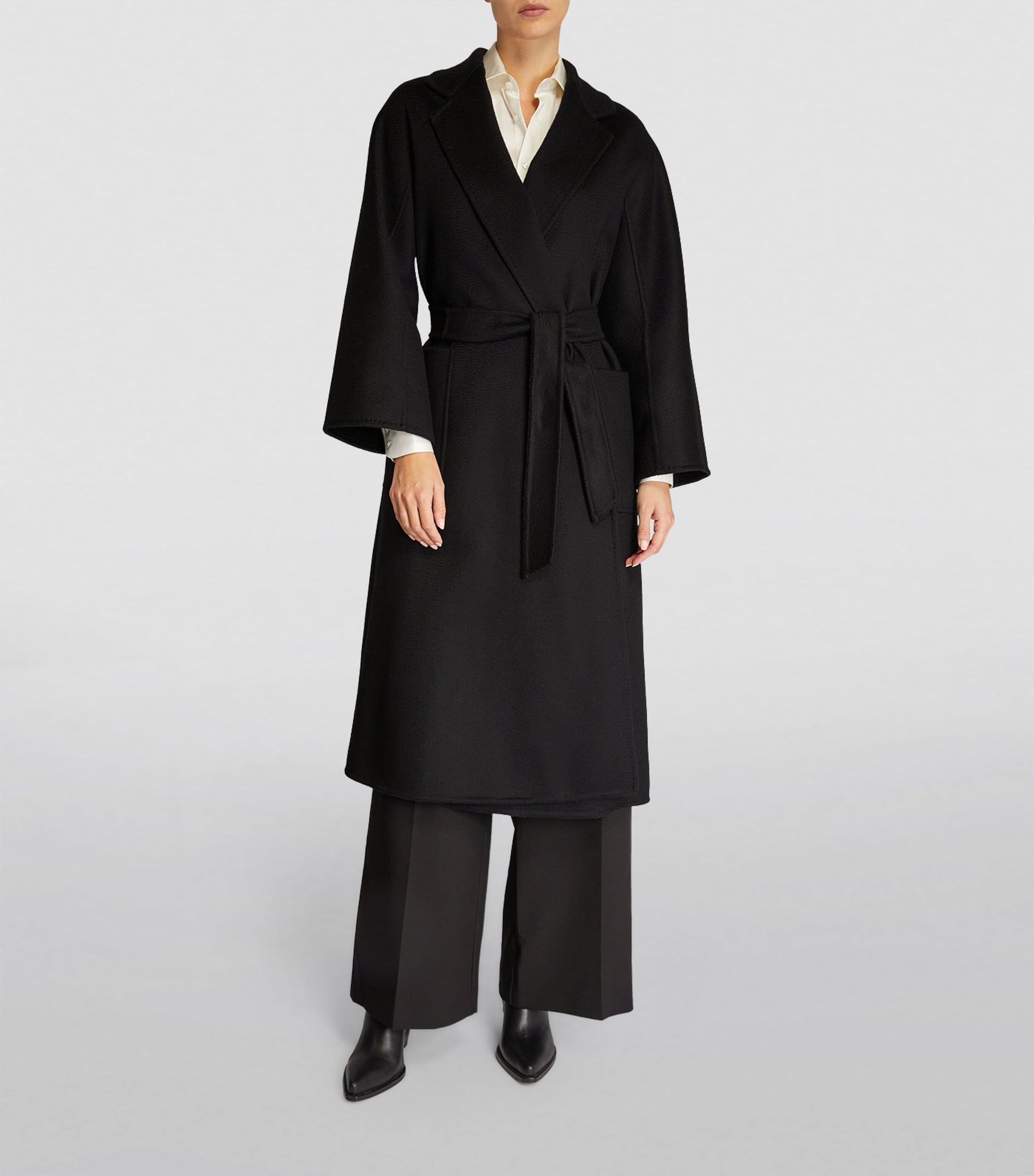 Max Mara Black Cashmere Ludmilla Wrap Coat