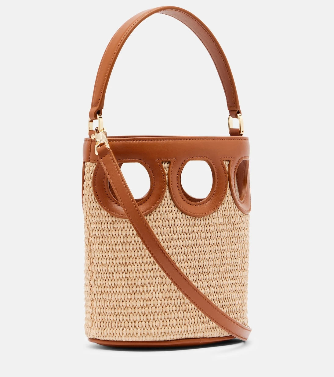 Ferragamo - Gancini Small raffia bucket bag