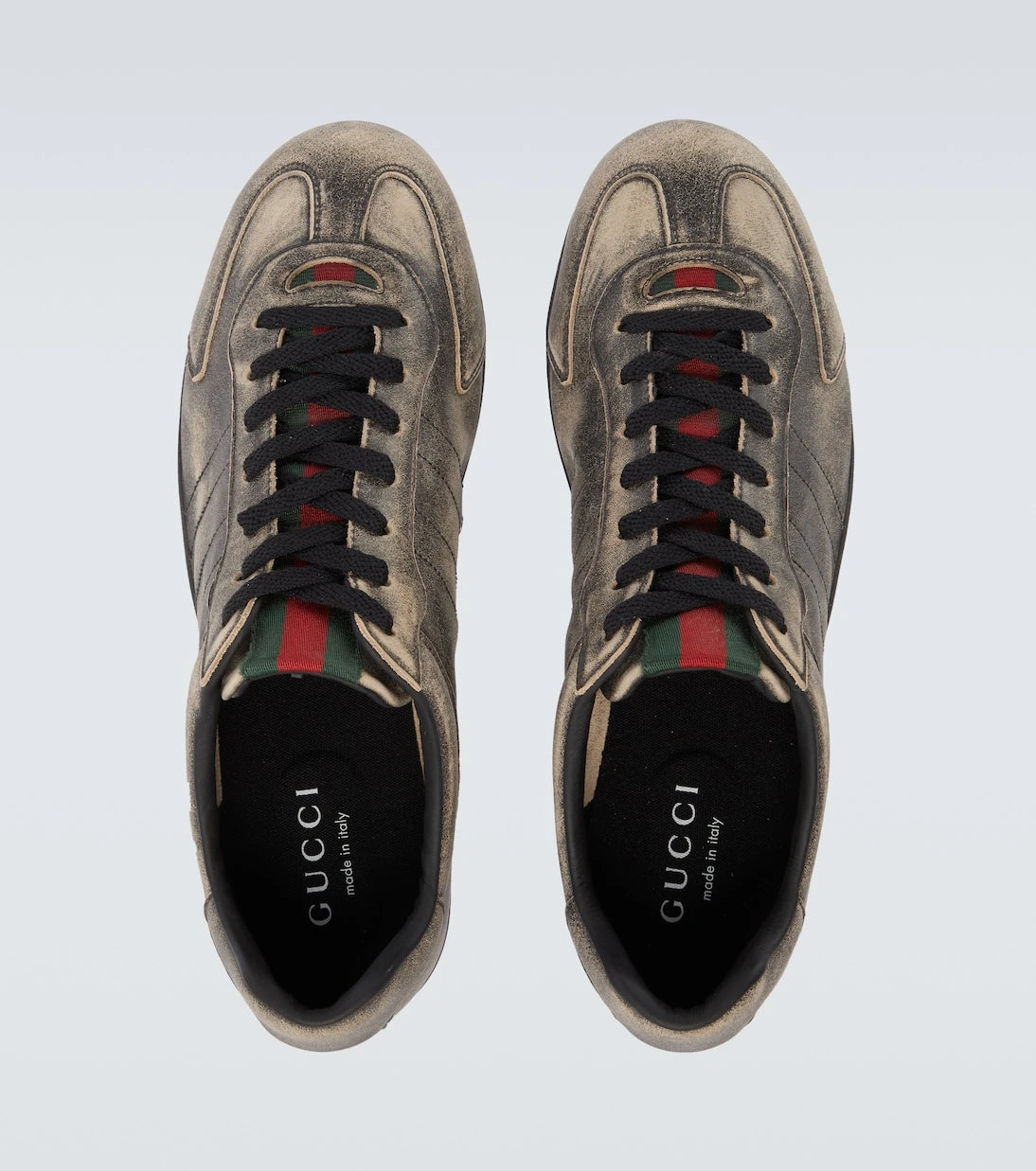 Gucci - Gucci Shift Web Stripe leather sneakers
