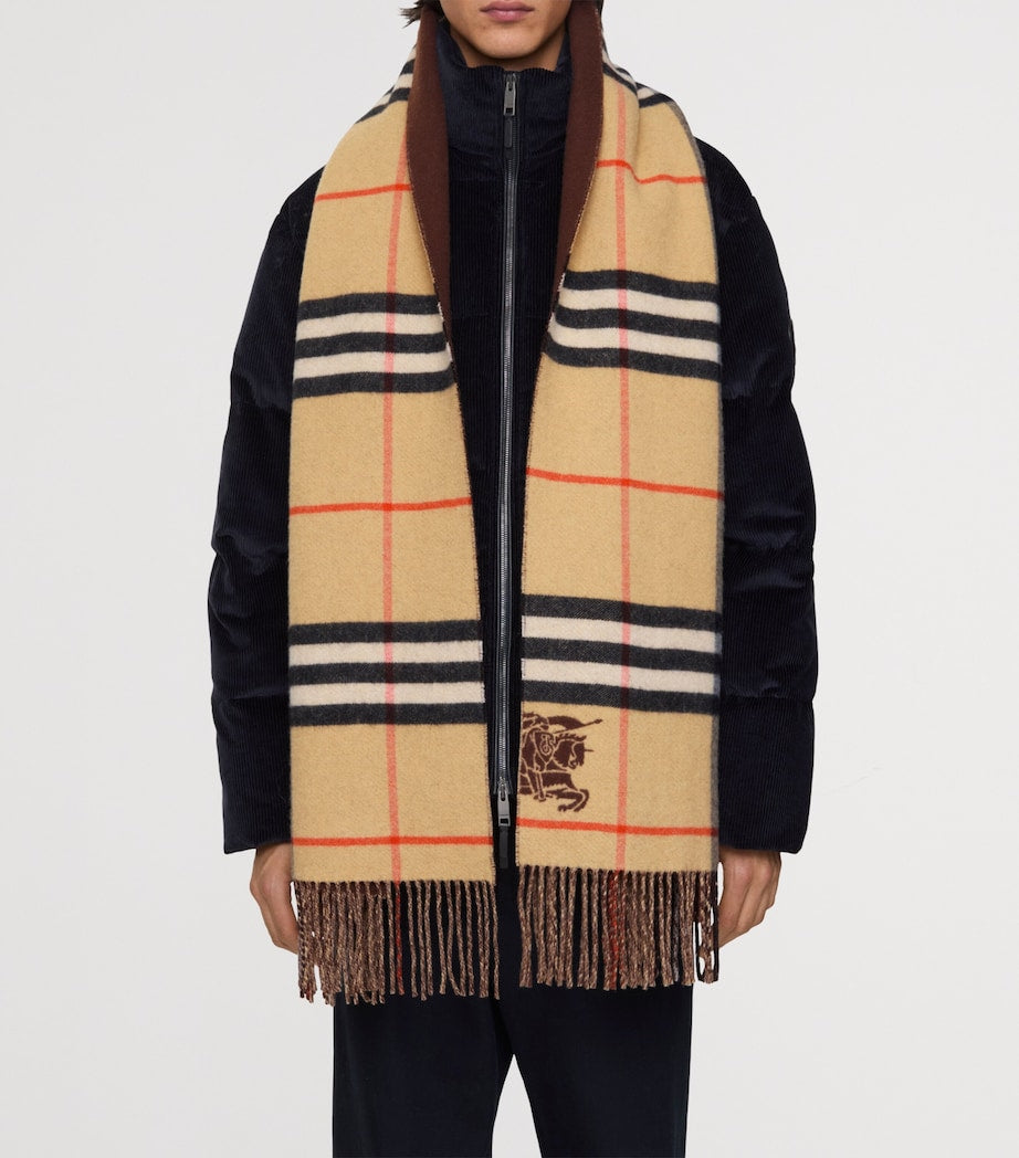 Beige Cashmere Wide Reversible EKD Scarf