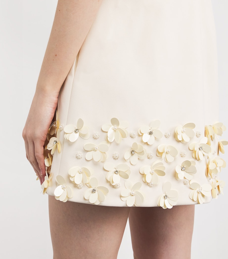 Self-Portrait Ivory Crepe Sequinned Mini Dress