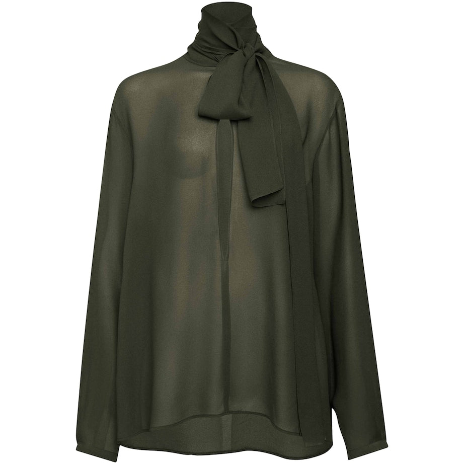Green Georgette Pussybow Blouse