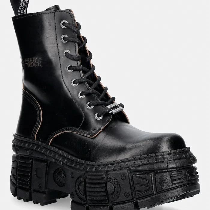 New Rock kadın deri platformlu bot ANTIK NEGRO REVES CUERO