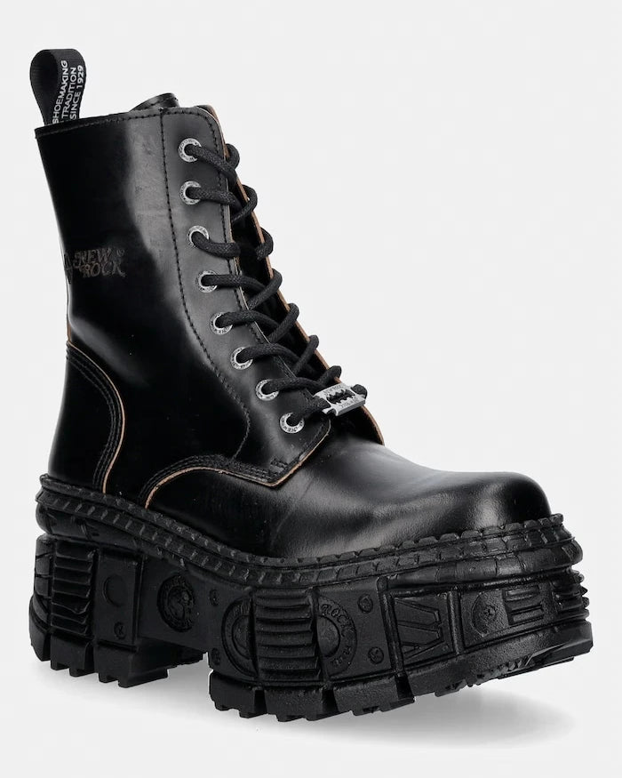 New Rock кубинки с платформа дамски от кожа ANTIK NEGRO REVES CUERO