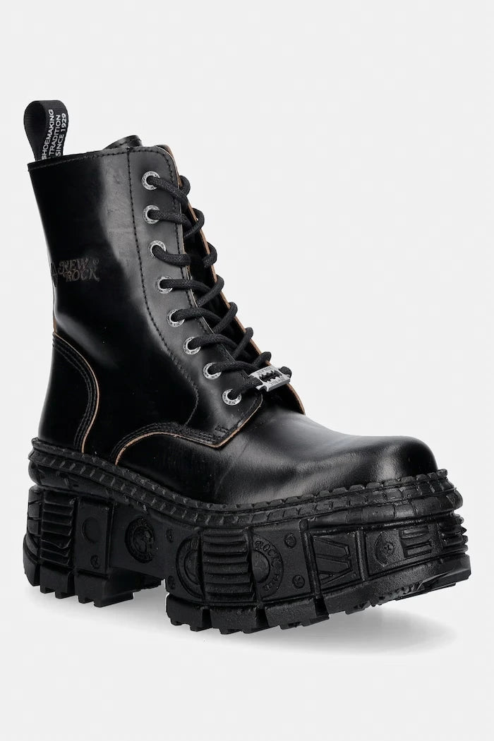 New Rock kadın deri platformlu bot ANTIK NEGRO REVES CUERO
