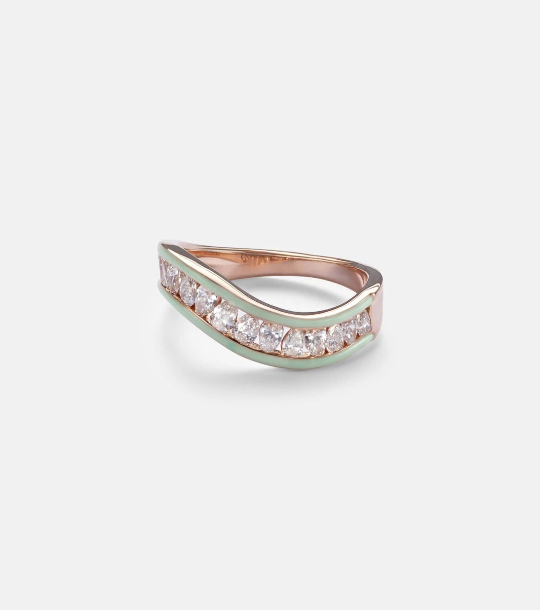 Kamyen - 18kt rose gold and enamel ring with diamonds