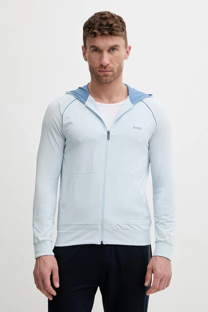 BOSS erkek pamuk ve elastan fermuarlı kapüşonlu sweatshirt Mix&Match Jacket H