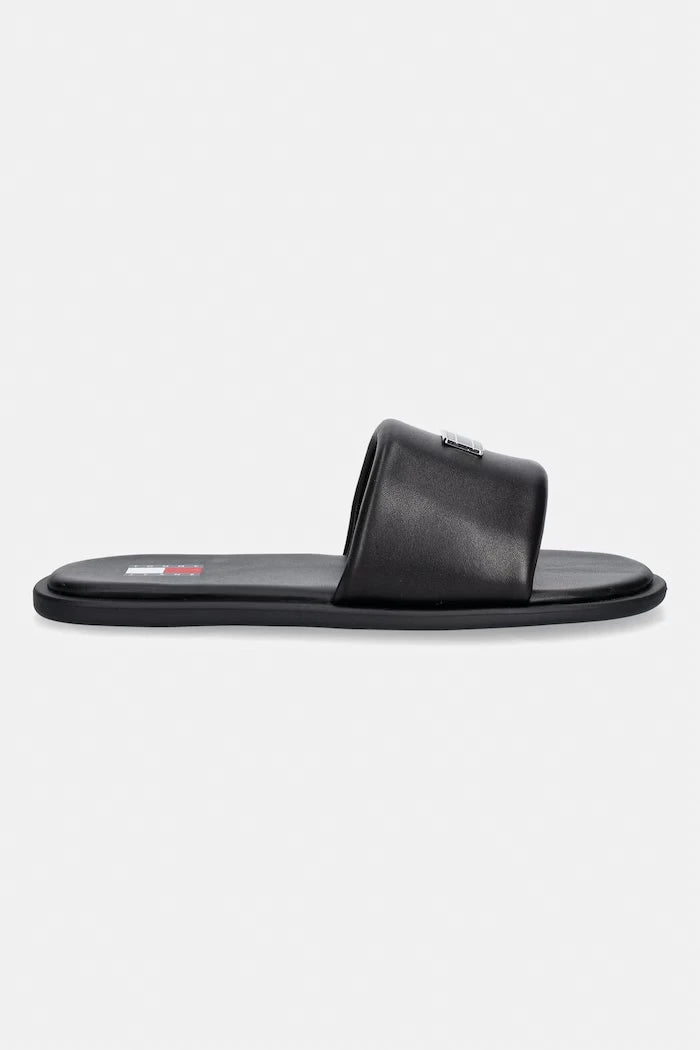 Tommy Jeans düz tabanlı kadın deri terlik TJW SOFT PADDED CASUAL SLIDE