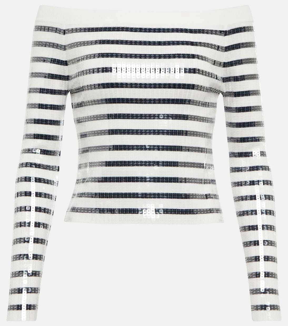 Jean Paul Gaultier - Sequined striped off-shoulder sweater