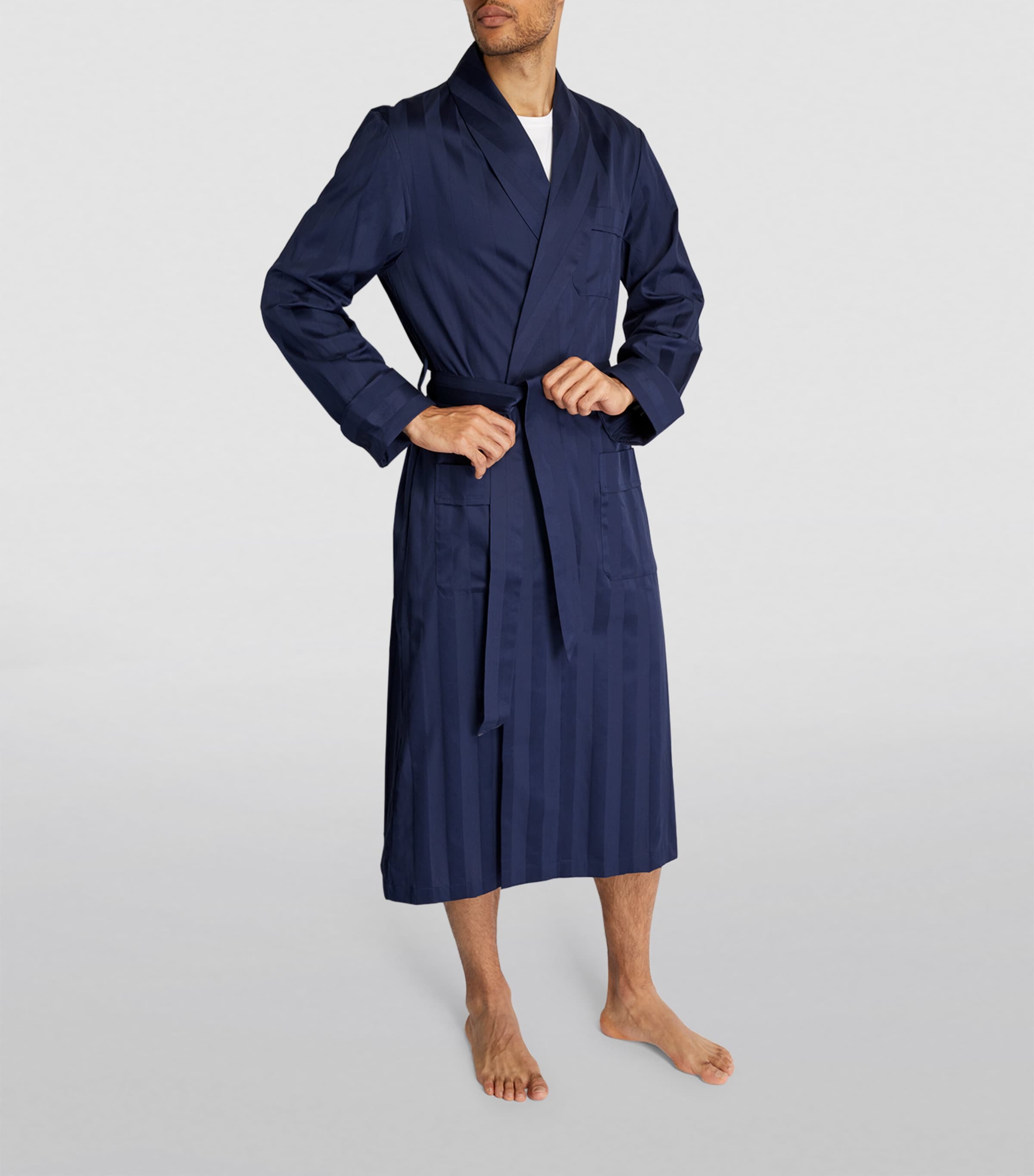 Derek Rose Satin Striped Robe