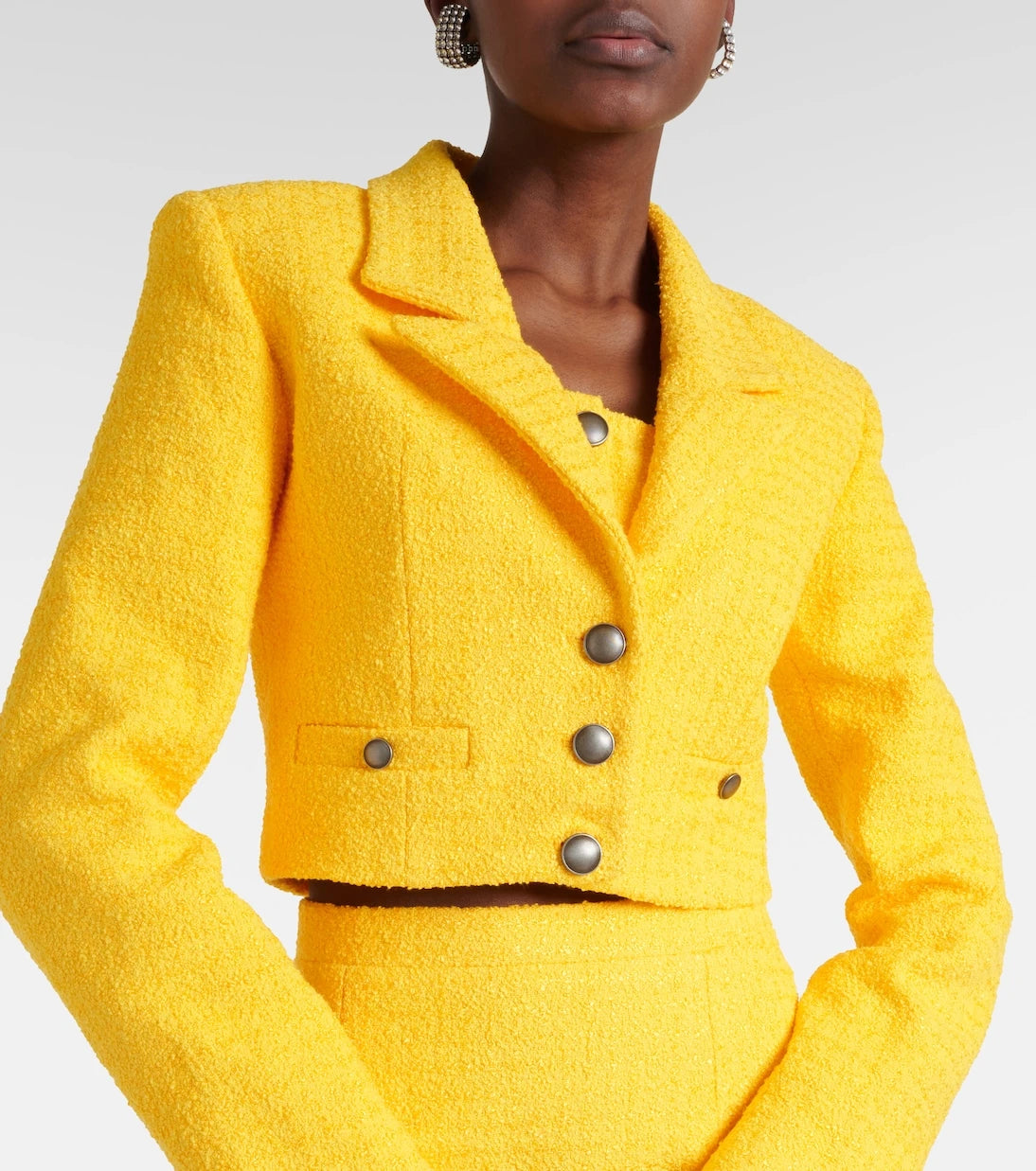 Alessandra Rich - Cropped bouclé tweed blazer