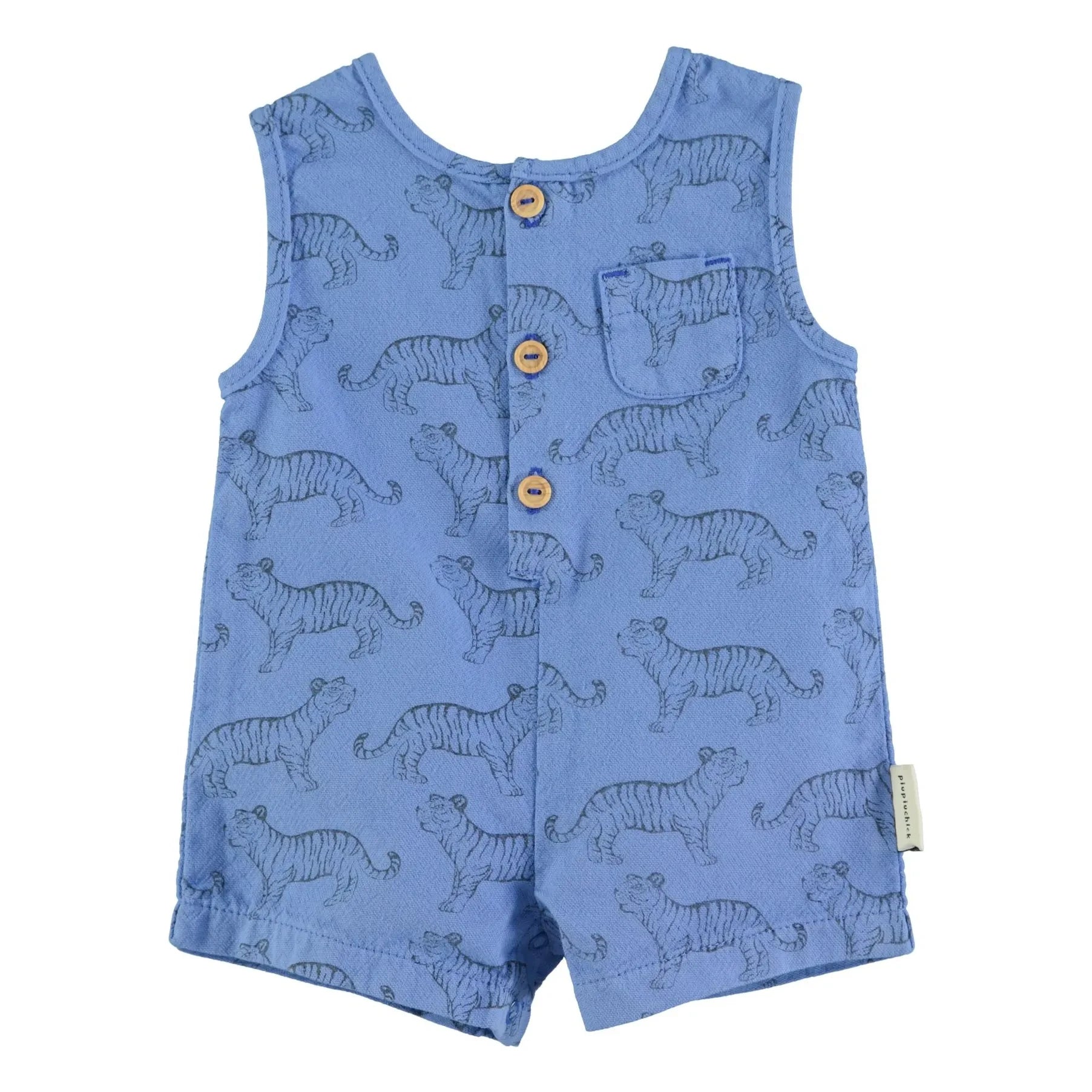 Piupiuchick - Tiger Organic Cotton Playsuit | Blue