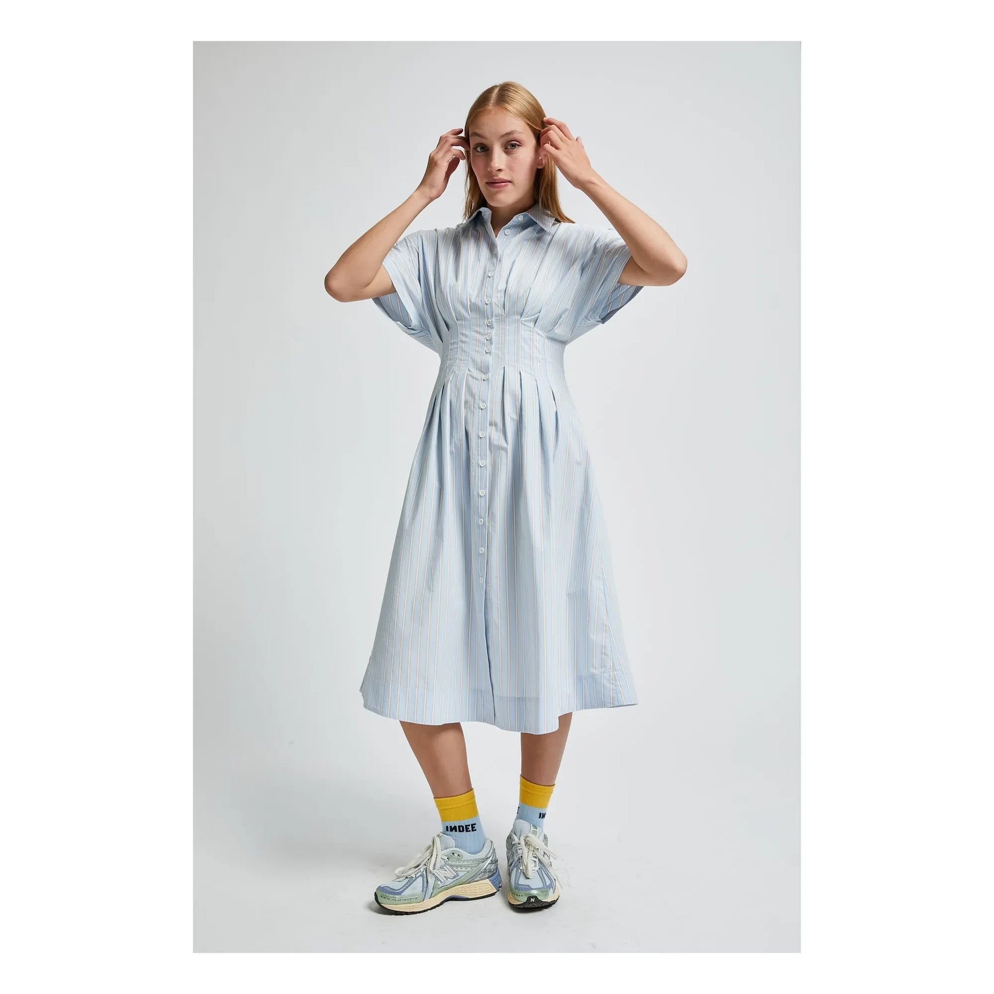 Indee - Striped Valois Shirt Dress | Light blue